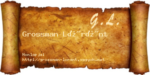 Grossman Lóránt névjegykártya